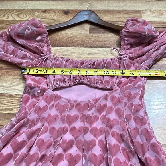 For Love Lemons Nikki Heart Burnout Cute Romantic Midi Dress size S - Picture 6 of 16